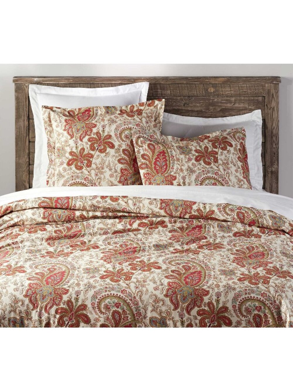 Pottery Barn Charlie Paisley Organic Percale King Duvet Cover 2 Pillow Shams